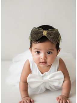 Choko - Dazzling Gold Sparkle Bow Headband for Babies - Cute Christmas Hair Accessory for Girls