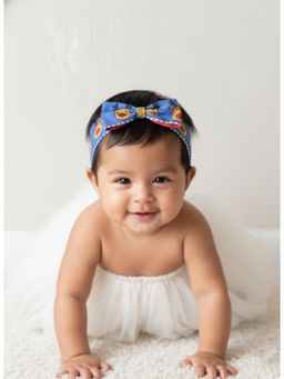 Choko - Playful Reindeer Bow Headband for Baby Girls - Christmas Printed Hair Accessory for Kids, Blue