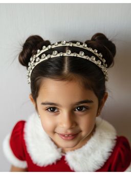 Choko - Double Row Crystal Tiara Hairband for Girls -Dazzling Christmas Hair Accessory for Kids, White
