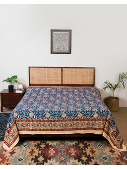 Fabindia - Blue Cotton Hand Block Printed Bed Cover