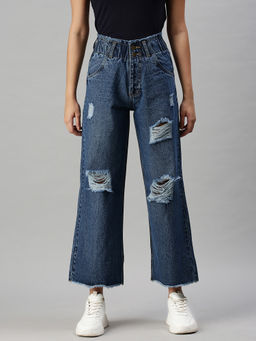 SHOWOFFFF - Women's Casual Wide Leg High-rise Blue Jeans