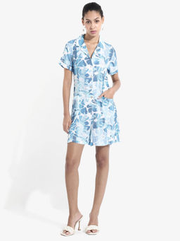 RAREISM - Women Blue Viscose Printed Mini Dress
