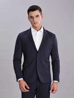 Tommy Hilfiger - Navy Blue Textured Single-Breasted Blazer