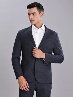 Tommy Hilfiger - Navy Blue Textured Single-Breasted Blazer