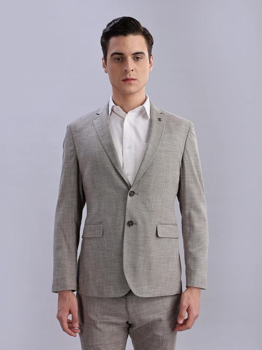 Tommy Hilfiger Grey Textured Single-Breasted Blazer