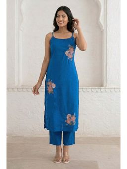 Autumnlane - Mishka Cobalt Embroidery Kurta With Pant