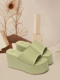 Twenty Dresses by Nykaa Fashion - New Trendy Womens Platform Wedges Heel Sandals - Green