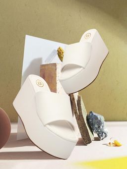 Twenty Dresses by Nykaa Fashion - New Trendy Womens Platform Wedges Heel Sandals - White