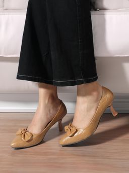 Twenty Dresses by Nykaa Fashion - Women Casual Mid Heel Pumps Textured Design - Beige
