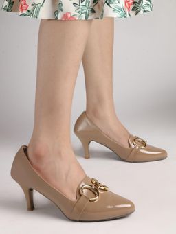 Twenty Dresses by Nykaa Fashion - Trendy Women Patent Stiletto Heels - Beige