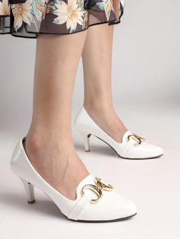 Twenty Dresses by Nykaa Fashion - Trendy Women Patent Stiletto Heels - White