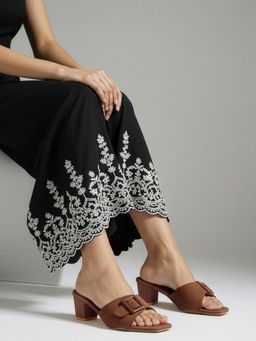 Twenty Dresses by Nykaa Fashion - New Trendy Block Heel Sandals For Women - Brown
