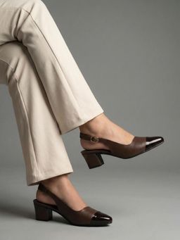 Twenty Dresses by Nykaa Fashion - New Stylish Pointed Toe Block Heel Sandals - Brown