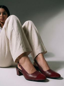 Twenty Dresses by Nykaa Fashion - New Stylish Pointed Toe Block Heel Sandals - Wine