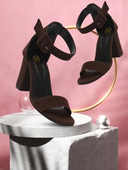 Twenty Dresses by Nykaa Fashion - Trendy Block Heel SandalsAnd Buckle For Women - Brown