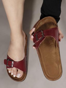 Twenty Dresses by Nykaa Fashion - New Stylish Round Toe Heel Sandals For Women - Maroon