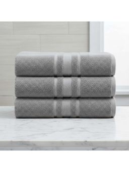 Athom Living - Grey Solid Ultra Soft Cotton Bath Towels (Pack of 3) (M)