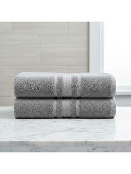 Athom Living - Grey Solid Ultra Soft Cotton Bath Towels (Pack of 2) (M)