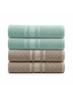 Athom Living - Mint Green-Beige Solid Ultra Soft Cotton Bath Towels (Pack of 4) (M)