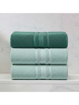 Athom Living - Mint Green and Green Solid Ultra Soft Cotton Bath Towels (Pack of 3) (M)