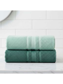 Athom Living - Mint Green-Green Solid Ultra Soft Cotton Bath Towels (Pack of 2) (M)