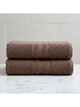 Athom Living - Brown Solid Ultra Soft Cotton Bath Towels (Pack of 2) (M)