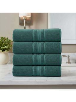 Athom Living - Green Solid Ultra Soft Cotton Bath Towels (Pack of 4) (M)