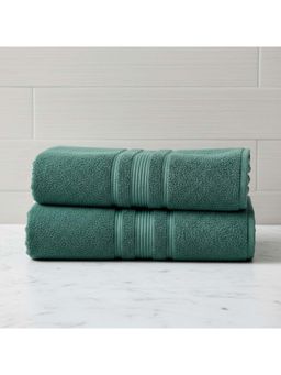 Athom Living - Dark Green Solid Ultra Soft Cotton Bath Towels (Pack of 2) (M)