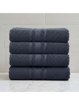 Athom Living - Navy Blue Solid Ultra Soft Cotton Bath Towels (Pack of 4) (M)