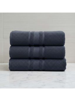 Athom Living - Navy Blue Solid Ultra Soft Cotton Bath Towels (Pack of 3) (M)