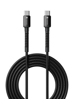 Portronics - Konnect X 60W PD Type C Cable for iPhones 15 & Type C Smartphone,2M-Black