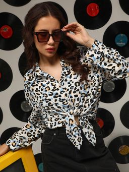 PINACOLADA - Women's Ivory White Leopard Oversized Shirt