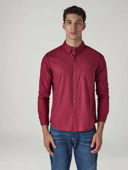 Levi's - Maroon Solid Cotton Slim Fit Shirt