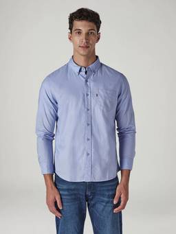 Levi's - Blue Solid Cotton Slim Fit Shirt