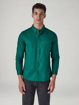 Levi's - Green Solid Cotton Slim Fit Shirt