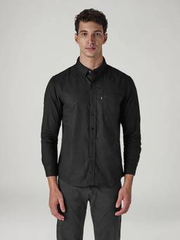Levi's - Black Solid Cotton Slim Fit Shirt