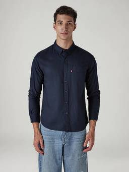 Levi's - Blue Solid Cotton Slim Fit Shirt