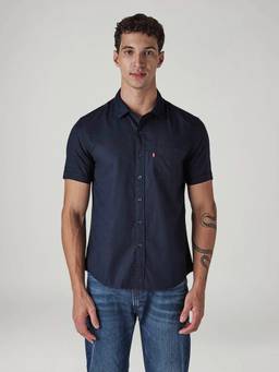 Levi's - Navy Blue Solid Cotton Slim Fit Shirt