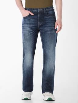 Jack & Jones - Indigo Solid Cotton Bootcut Fit Jeans