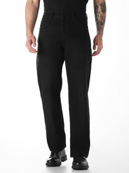 Jack & Jones - Black Solid Cotton Blend Bootcut Fit Jeans