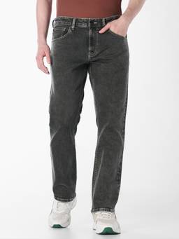 Jack & Jones - Grey Solid Cotton Regular Fit Jeans