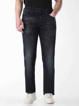 Jack & Jones - Indigo Solid Cotton Regular Fit Jeans