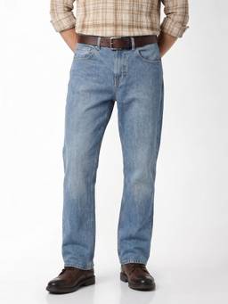Jack & Jones - Blue Solid Cotton/Elastane Bootcut Fit Jeans