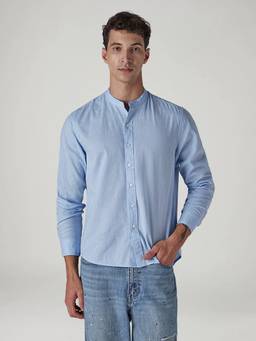 Levi's - Blue Solid Cotton Slim Fit Shirt