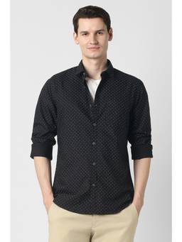 Peter England - Black Printed Cotton Slim Fit Shirt