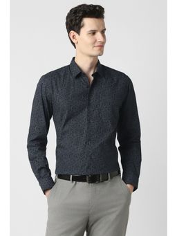 Peter England - Black Printed Cotton Slim Fit Shirt