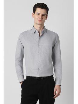 Peter England - Grey Checks Cotton Regular Fit Shirt