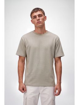 Peter England - Grey Printed Polyester Blend Regular Fit T-Shirt