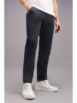 Van Heusen - Navy Blue Solid Nylon Blended Regular Fit Trouser