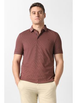 Van Heusen - Maroon Printed Cotton Blend Regular Fit Polo T-Shirt